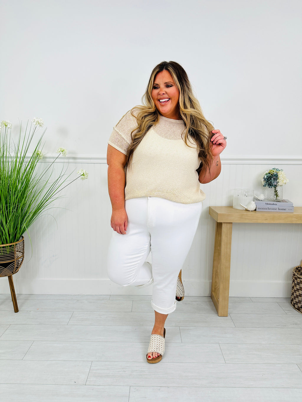 Judy Blue White Sand Capri Jeans