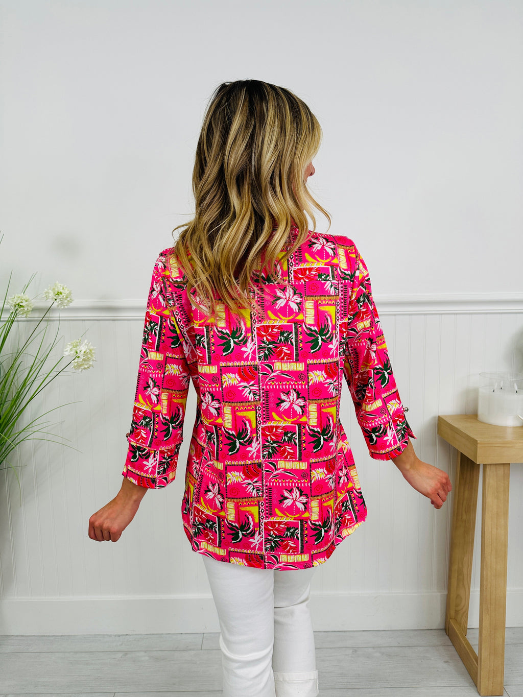 Bloom in Spring Top in Palm Print
