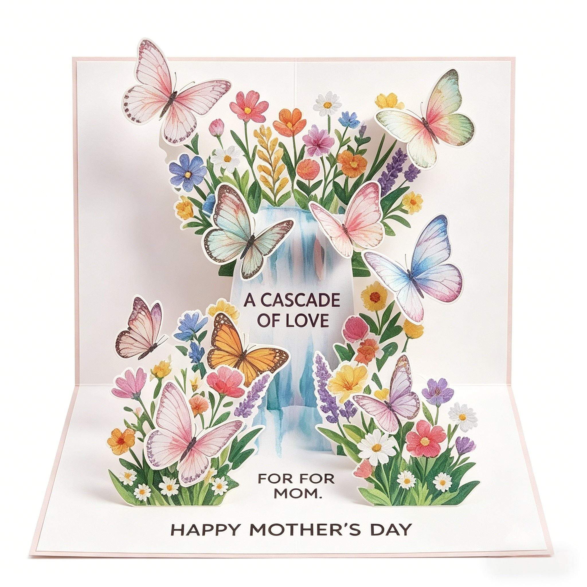 Handcrafted 3D Pop-Up Mother's Day Card - Exquisite Floral Butterfly Art