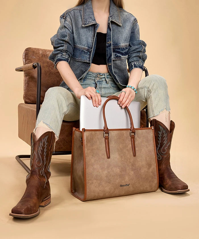 Montana West Vintage Classic Laptop Tote Bag