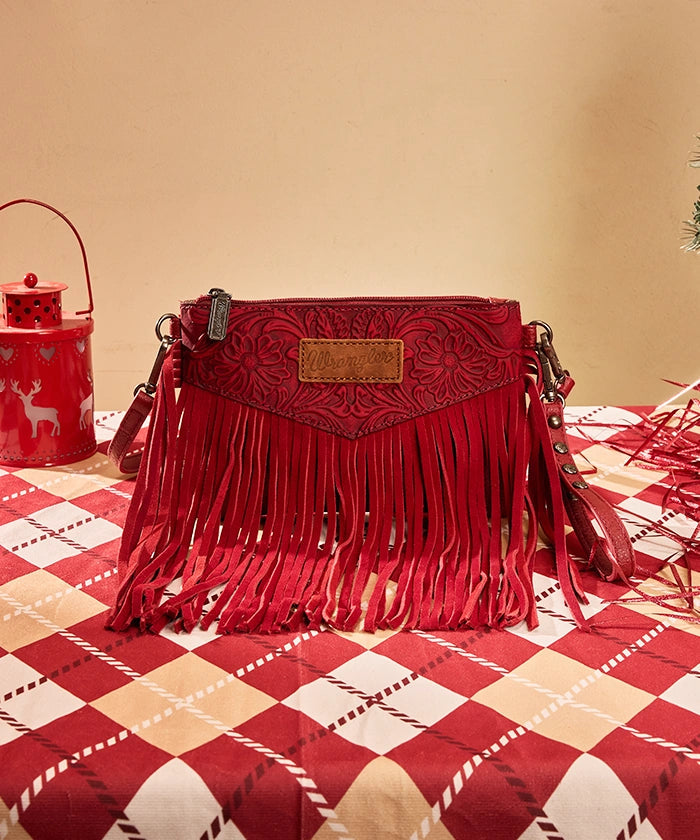 Wrangler Vintage Floral Western Fringe Crossbody Bag