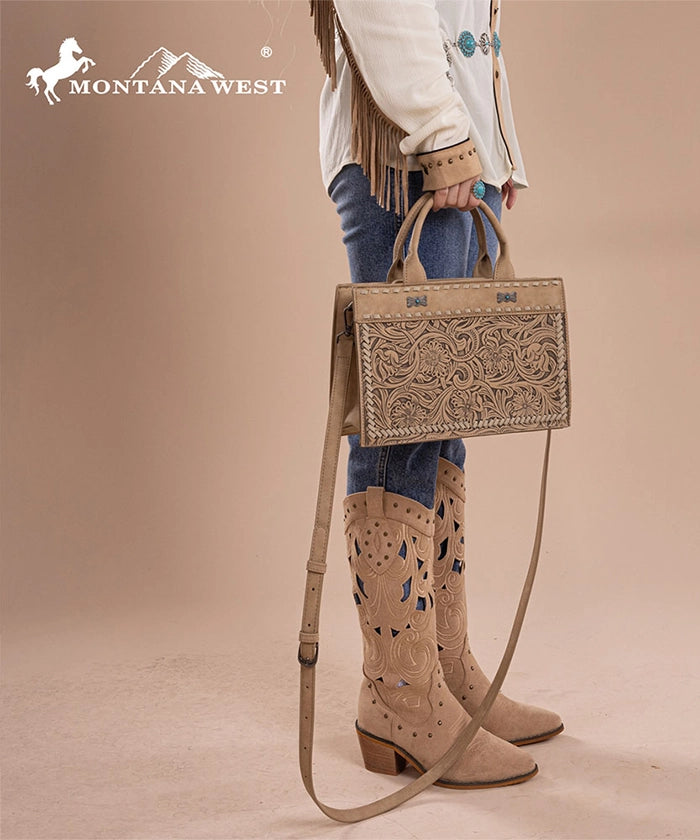 Montana West Floral Tooled Tote Bag Collection