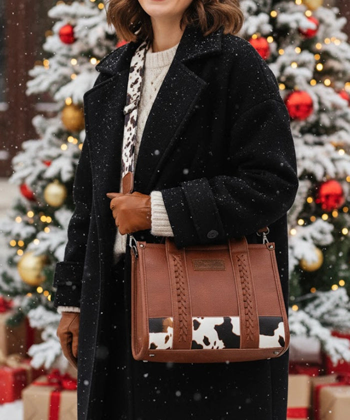 Wrangler Cow Print Crossbody Tote Bag