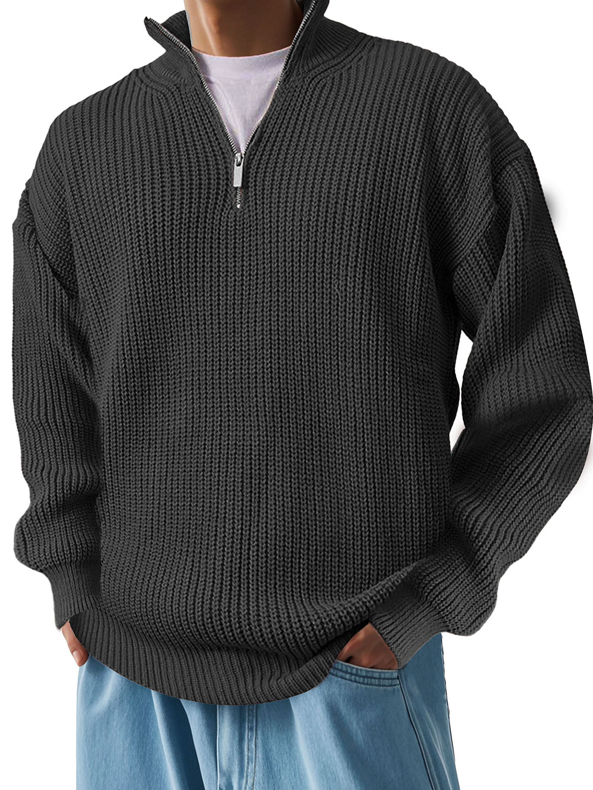 Men's Fashion Casual Stand Collar Long Sleeve Sweater
