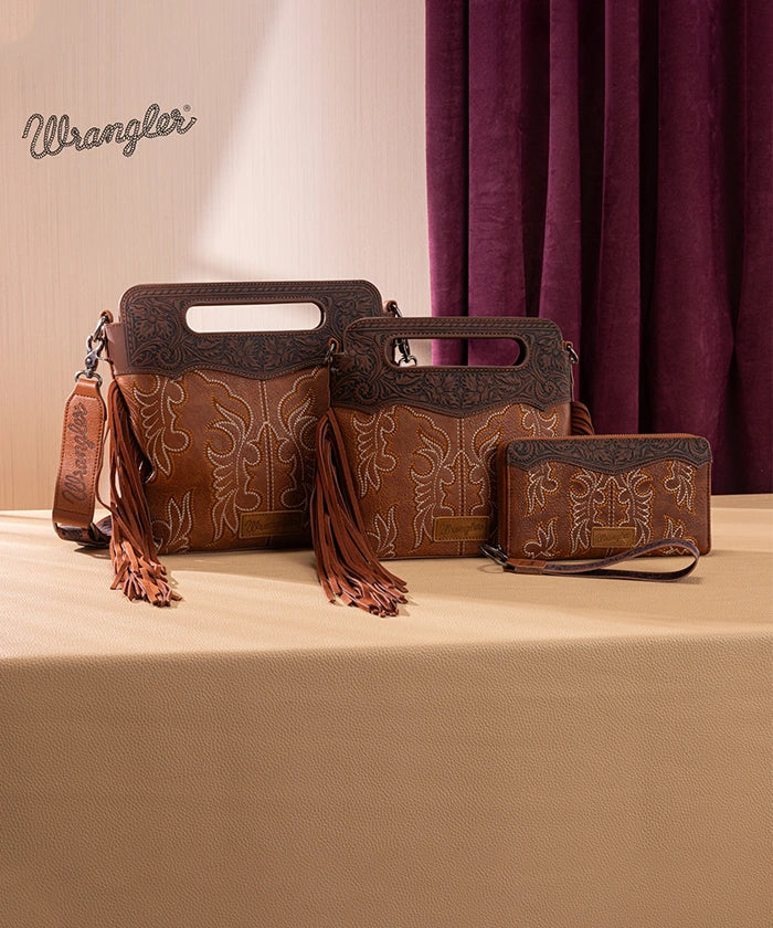 Wrangler Tooled Fringe Crossbody Bag
