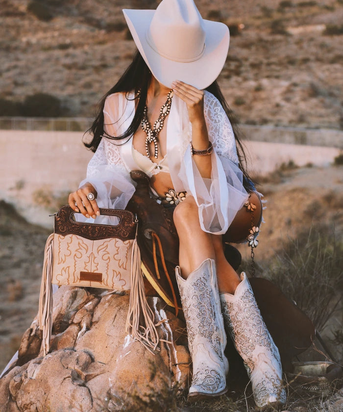 Wrangler Tooled Fringe Crossbody Bag