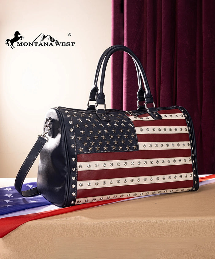 Montana West Studded American Flag Duffle Bag