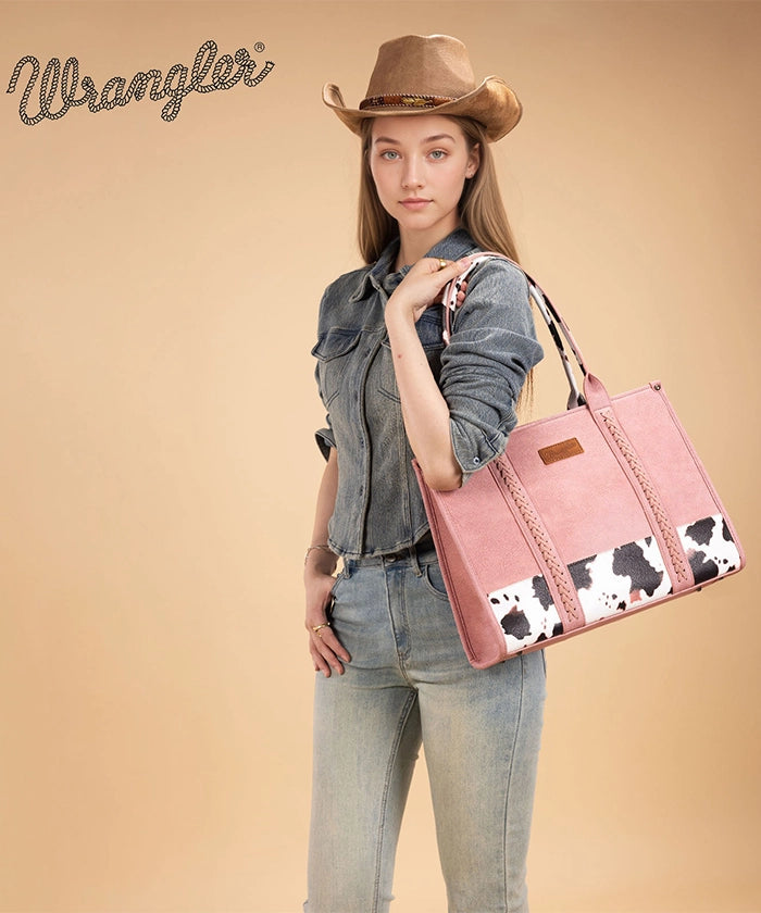 Wrangler Wide Cow Print Tote Bag
