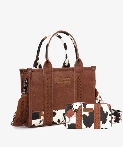 Wrangler Cow Print Crossbody Tote Bag