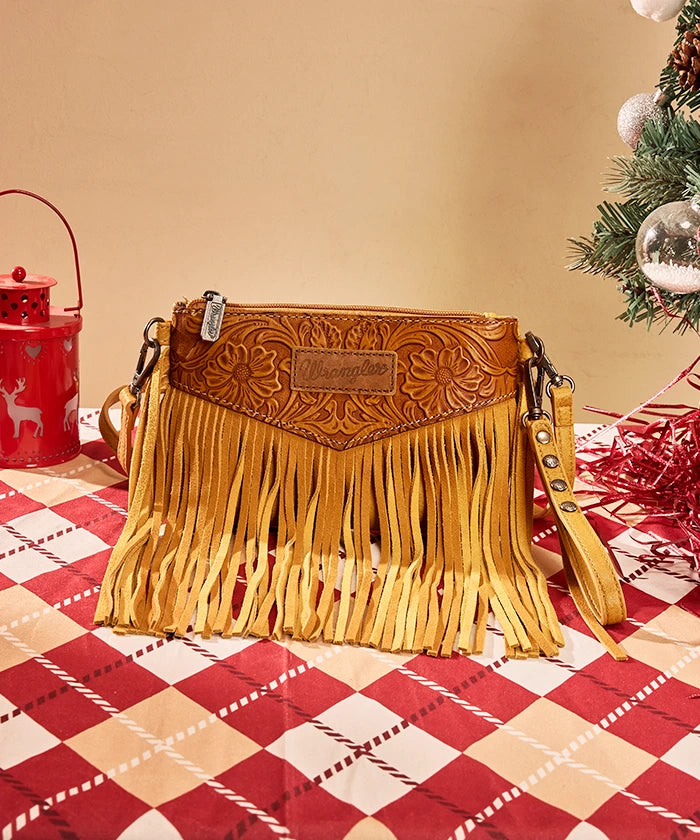 Wrangler Vintage Floral Western Fringe Crossbody Bag
