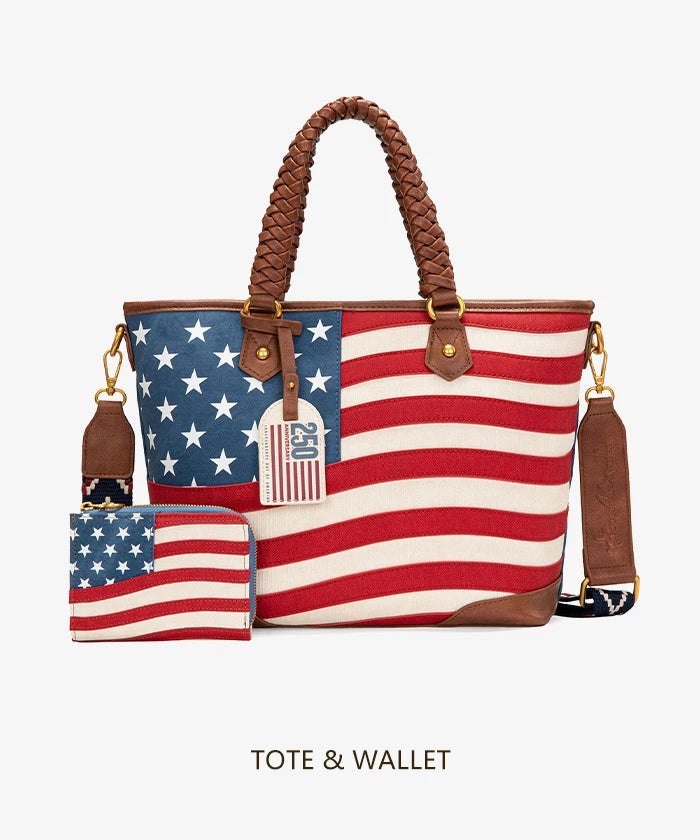 Montana West Vintage American Flag Tote Bag