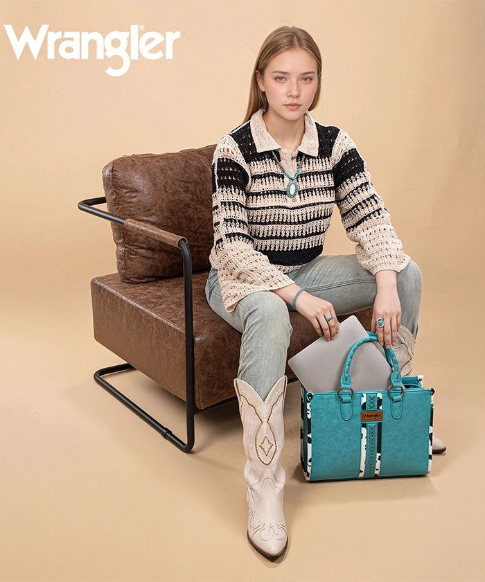 Wrangler Print Whipstitch Concealed Carry Tote Bag