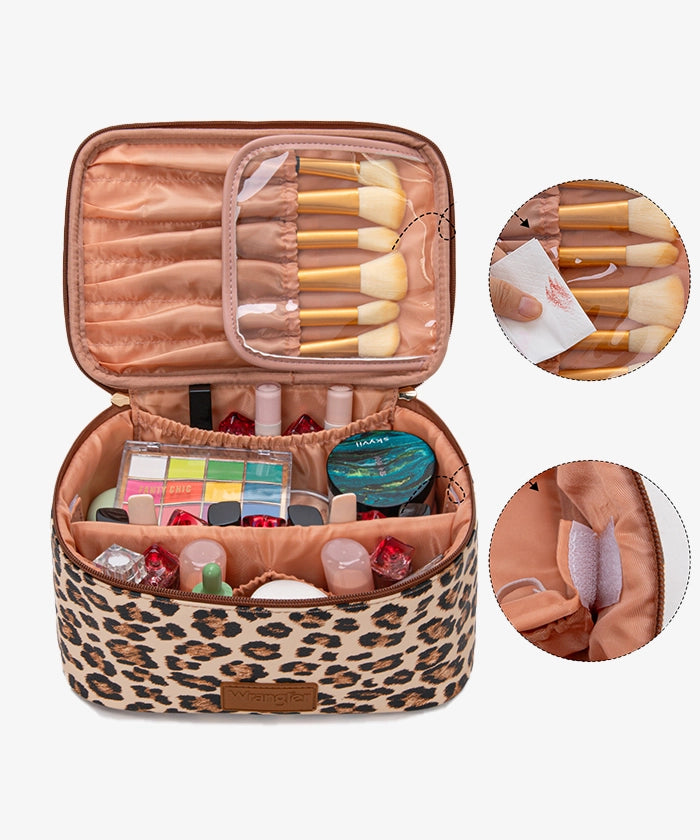 Wrangler Leopard PU Makeup Bag