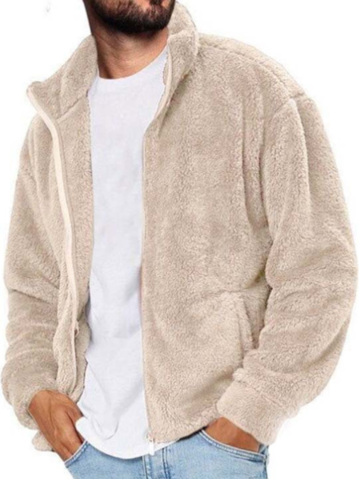 Men's Solid Color Polar Fleece Jacket