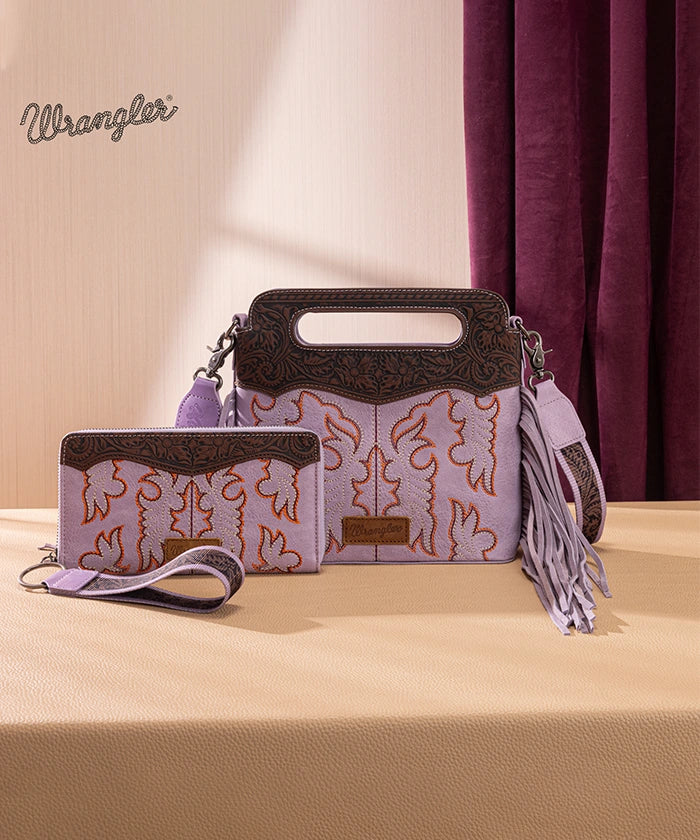 Wrangler Tooled Fringe Crossbody Bag