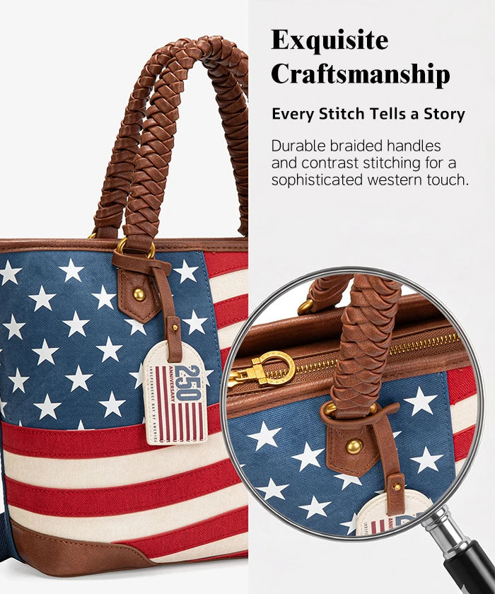 Montana West Vintage American Flag Tote Bag