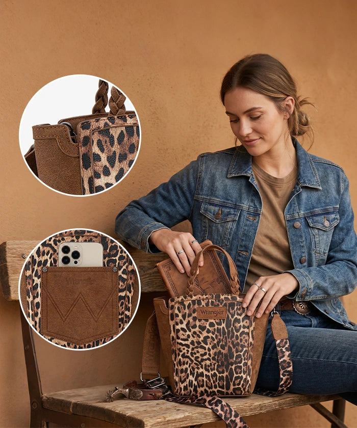 Wrangler Wildside Cheetah Top Handle Tote Bag