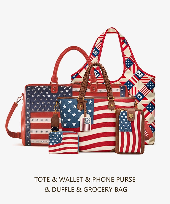 Montana West Vintage American Flag Tote Bag