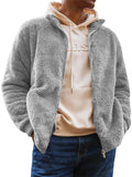 Men's Jacket Plush Jacket Pocket Zipper Sweatshirt