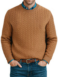 Men's Casual Twist Knitted Versatile Crew Neck Sweater