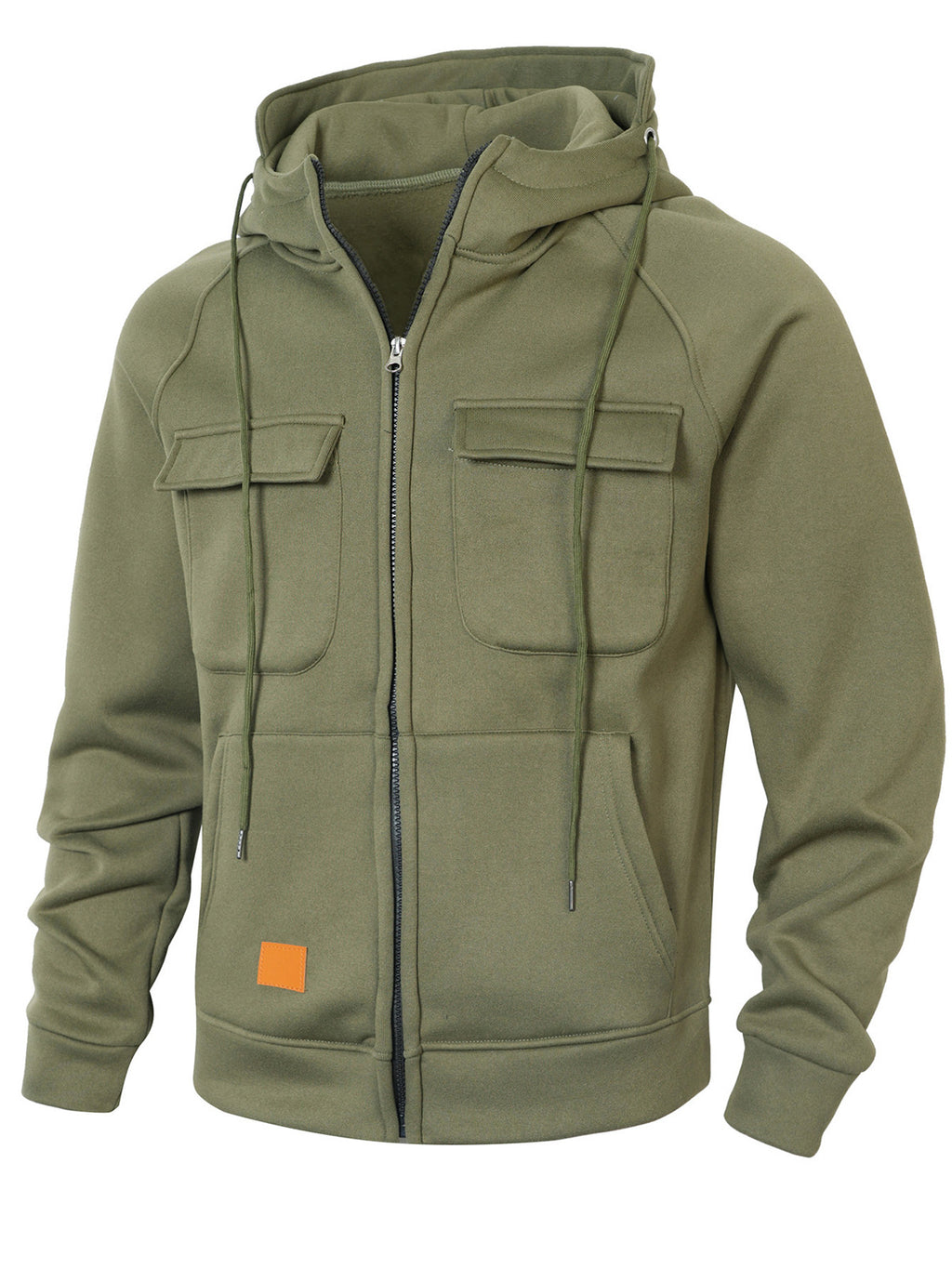 Men's Casual Solid Color Multi-pocket Hooded Cardigan Zipper Jacket
