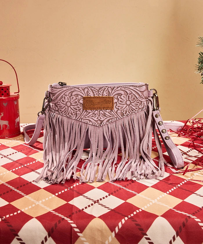 Wrangler Vintage Floral Western Fringe Crossbody Bag