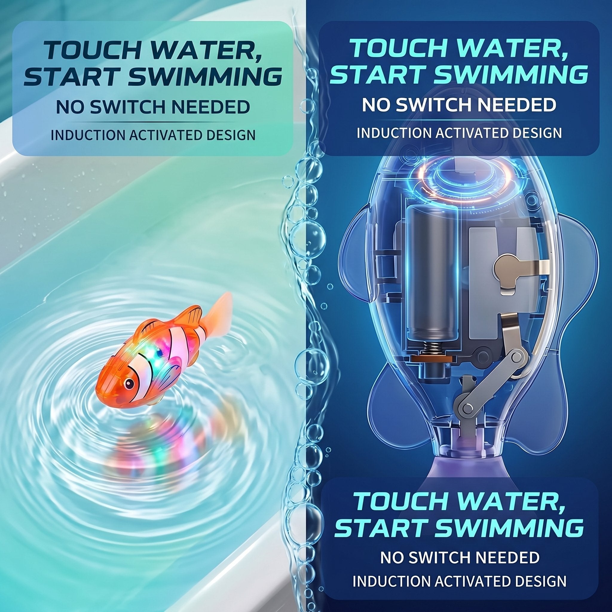 🐟Electronic Pet Fish Bath Toy | LED Light Up | Auto-Swimming Bath Toy