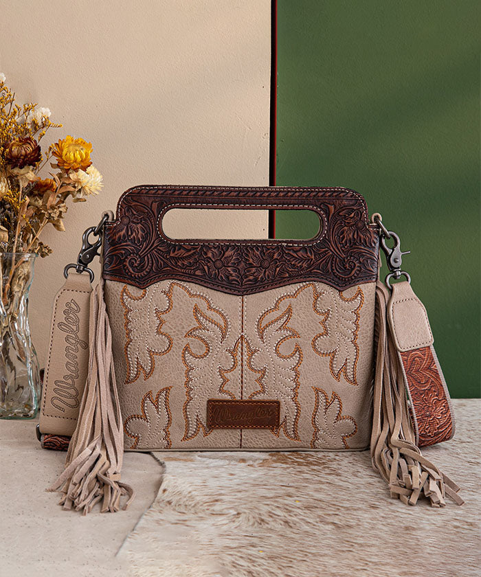 Wrangler Tooled Fringe Crossbody Bag