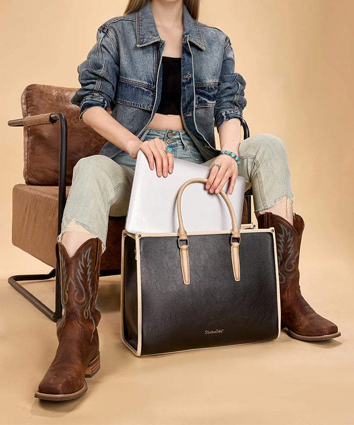 Montana West Vintage Classic Laptop Tote Bag