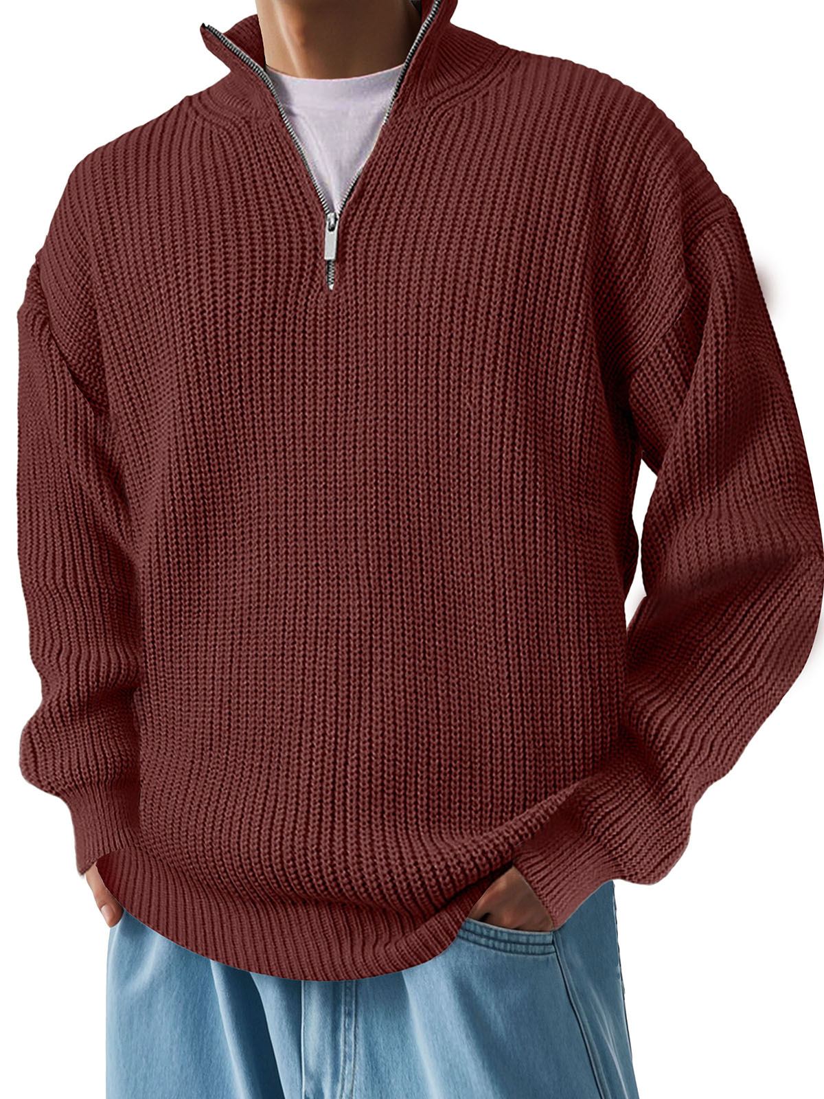 Men's Fashion Casual Stand Collar Long Sleeve Sweater