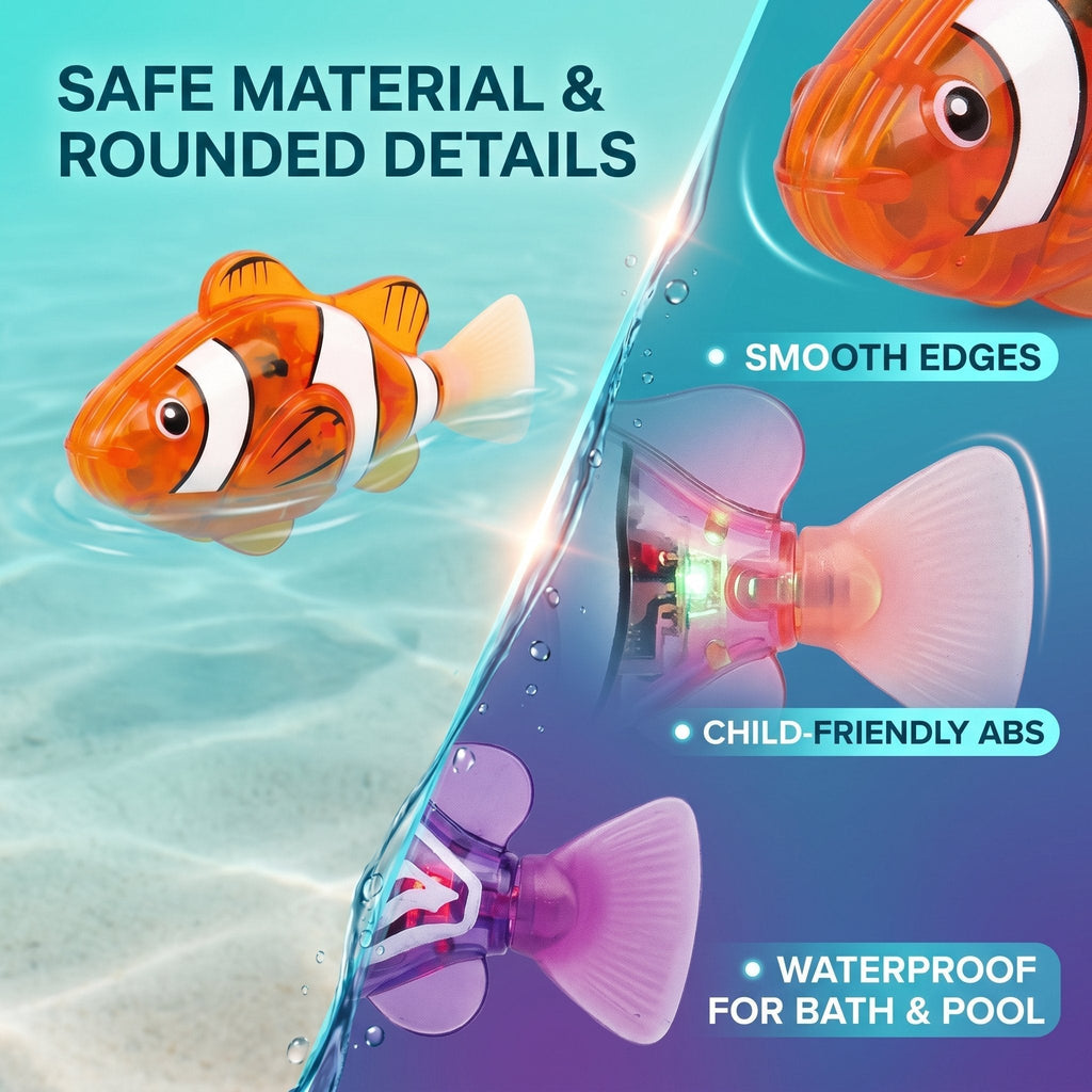 🐟Electronic Pet Fish Bath Toy | LED Light Up | Auto-Swimming Bath Toy