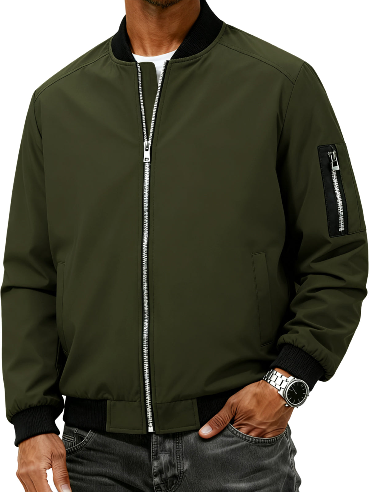 Men's Stand-up Collar Cardigan Zip-up Fashion Jacket