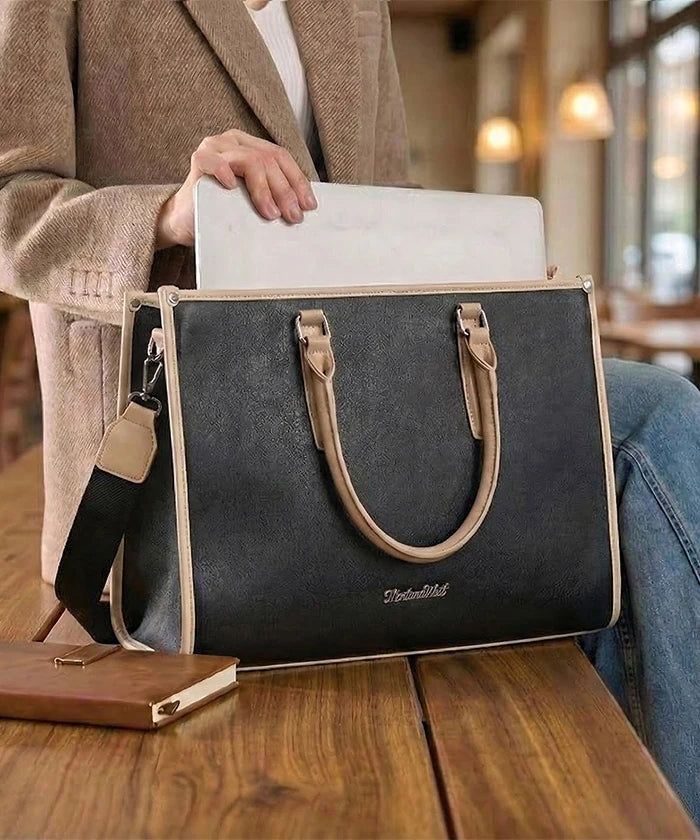 Montana West Vintage Classic Laptop Tote Bag