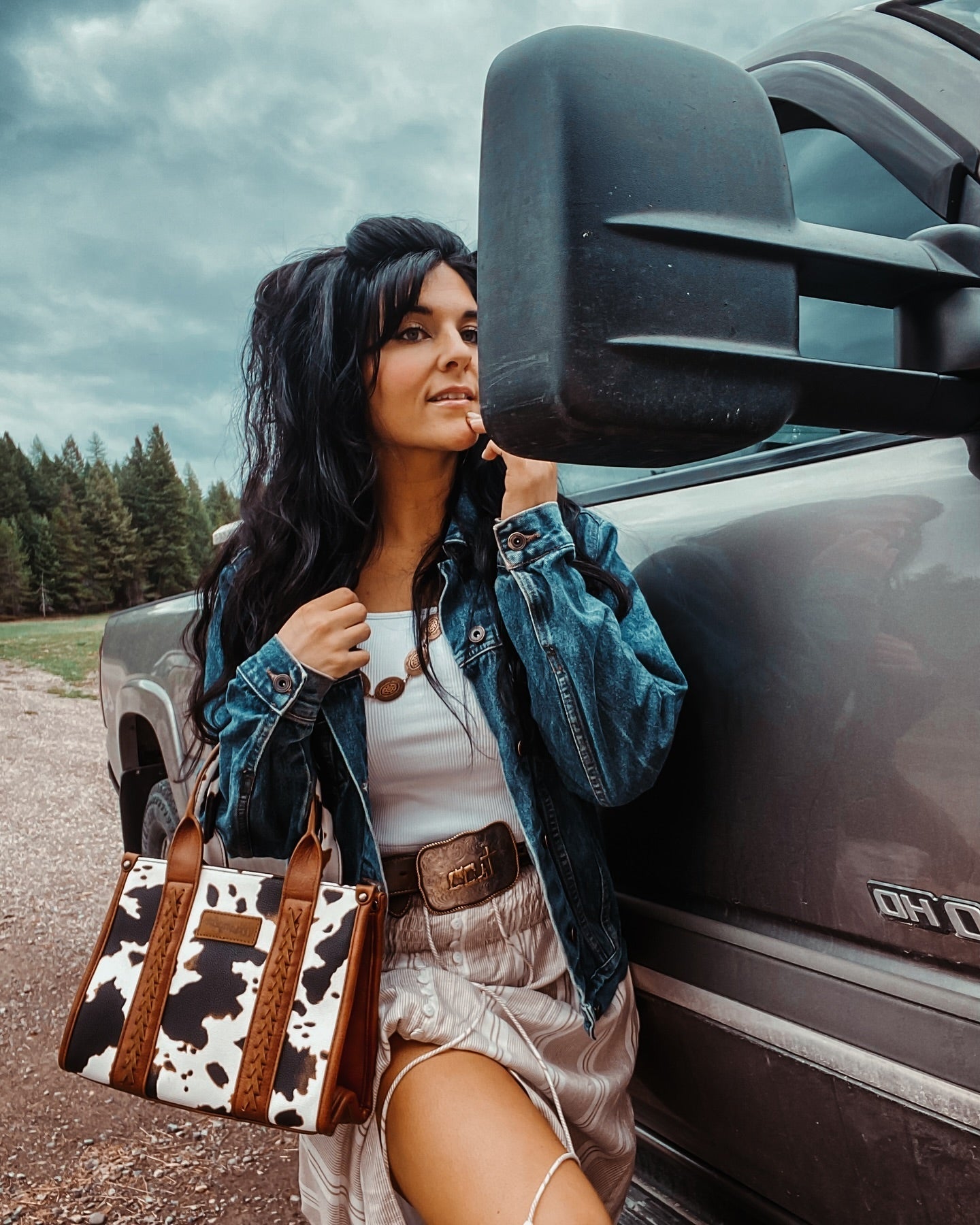 Wrangler Cow Print Concealed Crossbody Bag