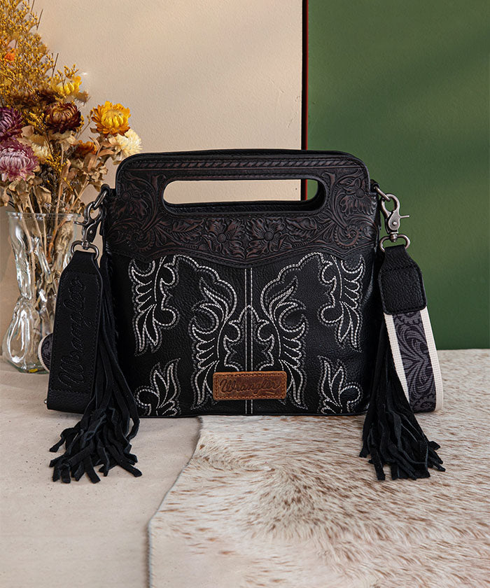 Wrangler Tooled Fringe Crossbody Bag