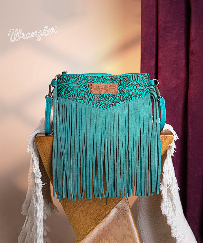 Wrangler Vintage Floral Western Fringe Crossbody Bag
