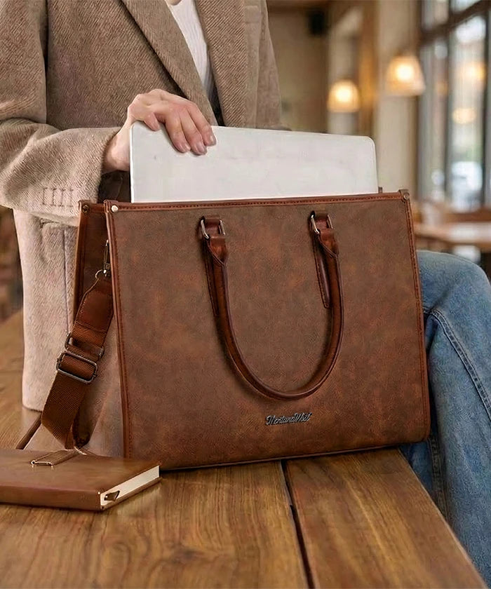 Montana West Vintage Classic Laptop Tote Bag