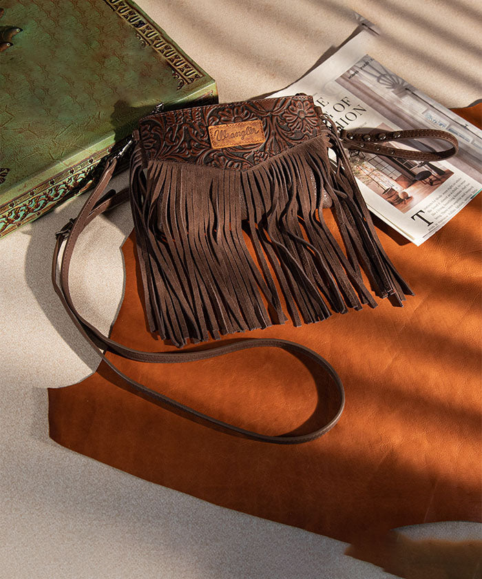 Wrangler Vintage Floral Western Fringe Crossbody Bag