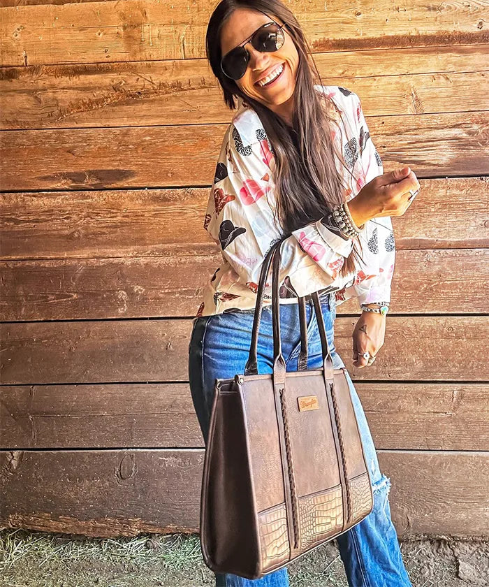 Wrangler Wide Cow Print Tote Bag
