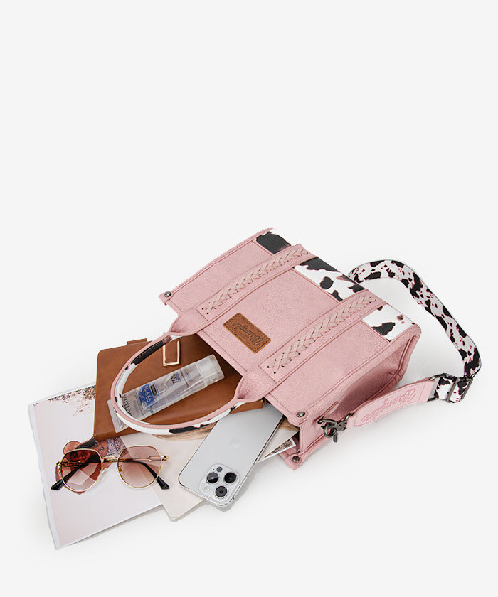 Wrangler Cow Print Crossbody Tote Bag