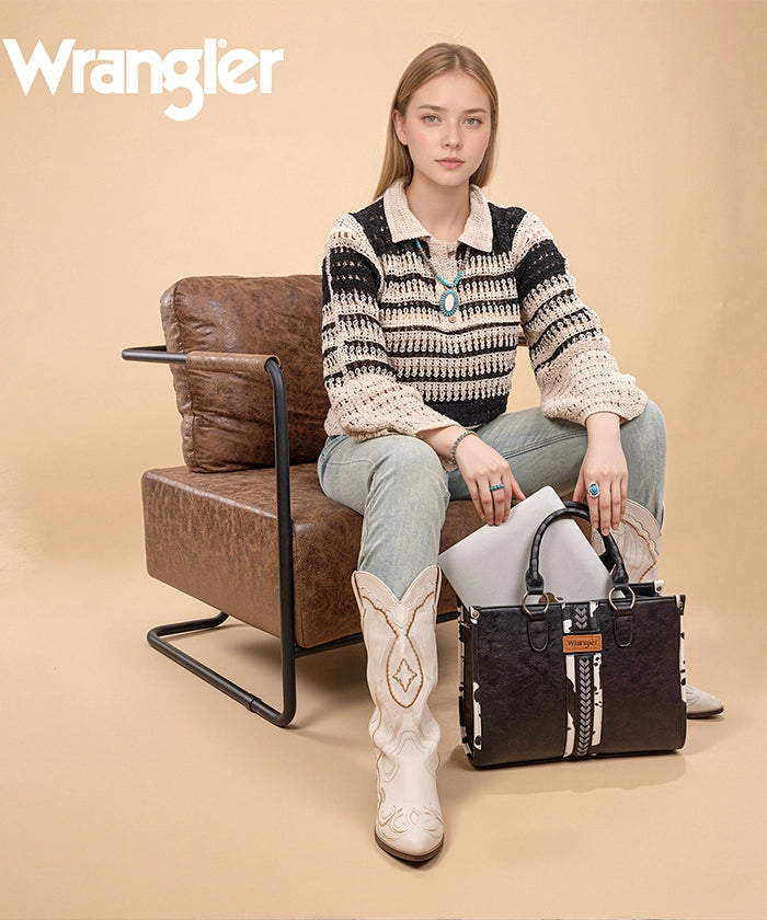 Wrangler Print Whipstitch Concealed Carry Tote Bag