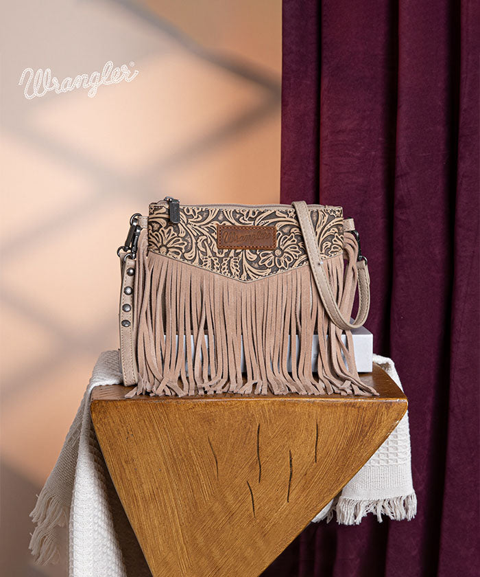 Wrangler Vintage Floral Western Fringe Crossbody Bag