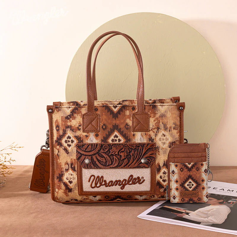 Wrangler Aztec Concealed Carry Canvas Tote Bag Collection