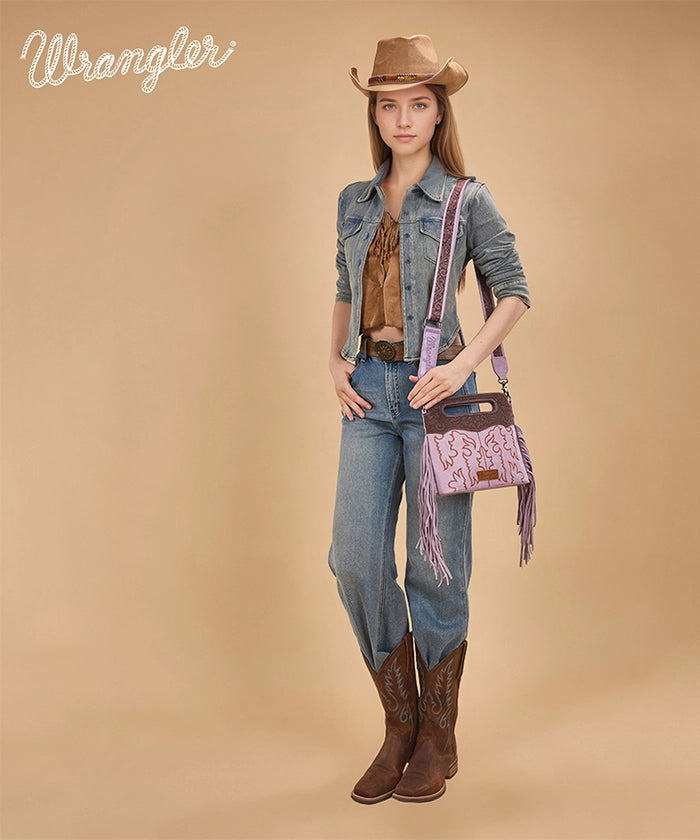Wrangler Tooled Fringe Crossbody Bag