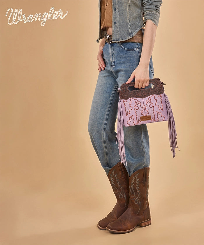 Wrangler Tooled Fringe Crossbody Bag