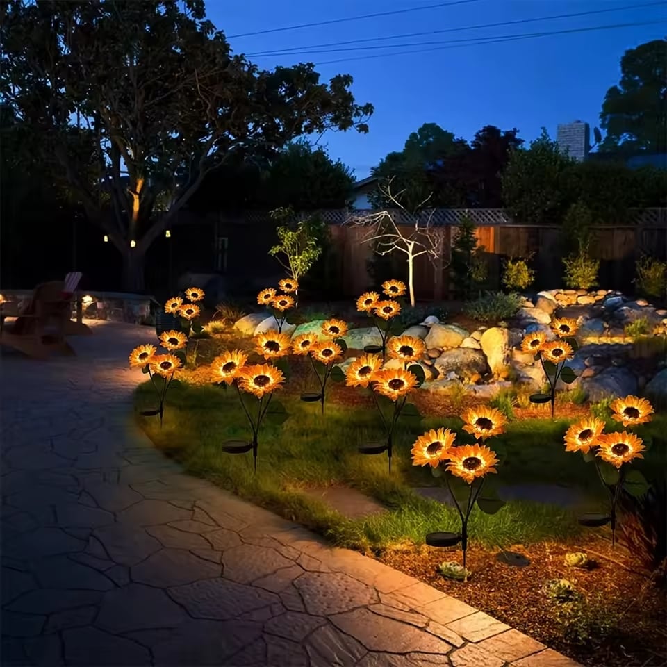 🔥🌻Solar LED Sunflower Garden Lights, Realistic Night Glow for Yard, Lawn, Patio and Porch Decoration, Wate0rproof IP65🔥