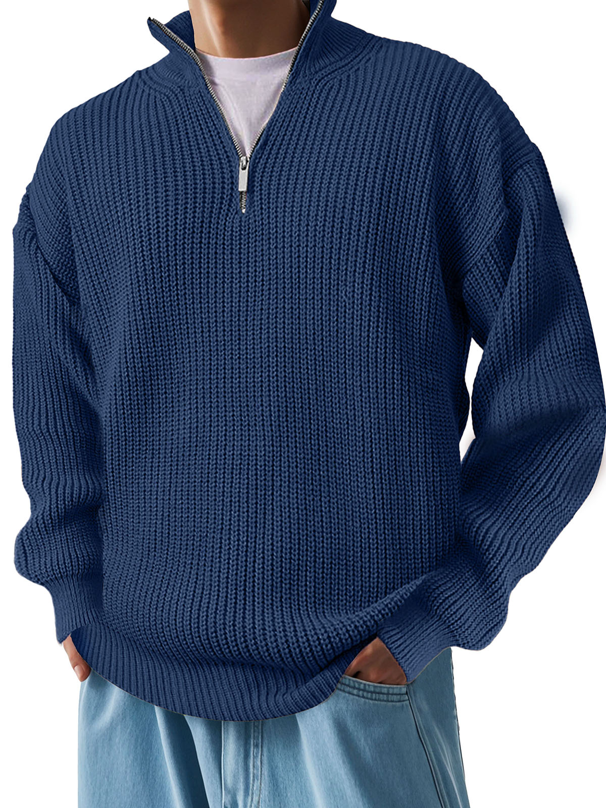 Men's Fashion Casual Stand Collar Long Sleeve Sweater