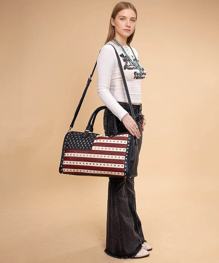 Montana West Studded American Flag Duffle Bag
