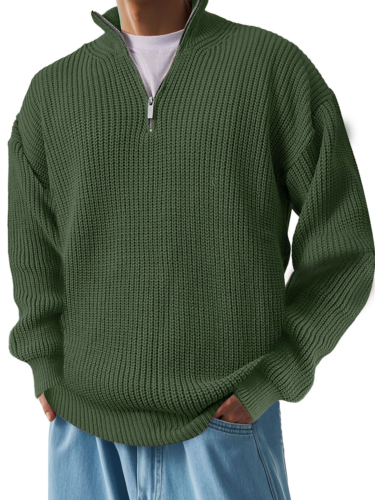 Men's Fashion Casual Stand Collar Long Sleeve Sweater